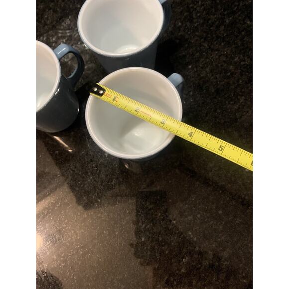 Corning PYREX Slate BLUE MILK GLASS Coffee Cups Mugs set of 3 Vintage - Picture 7 of 8